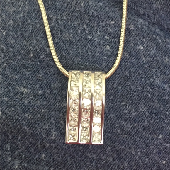 Sterling Silver & Simulated Diamond Necklace - Picture 9 of 11